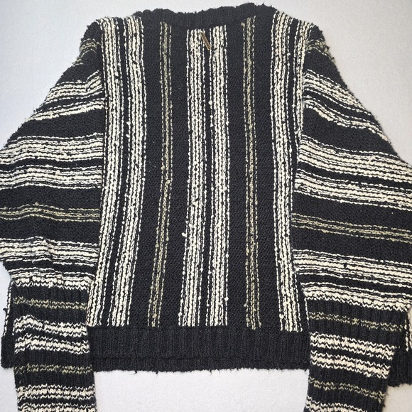 Billabong Easy Going Striped Cropped Sweater Black White Nubby Knit Relaxed, L - Picture 5 of 8